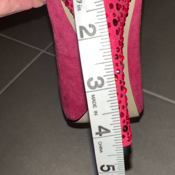 Nine West Pink Suede High Crystals Embellished Heels - Picture 8 of 10